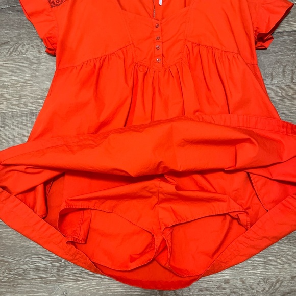 FREE PEOPLE Orange Cotton Mini Dress / Romper Size Large - Picture 4 of 9